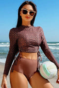 Geometric Printed Ruched Two Pieces Swimsuit
