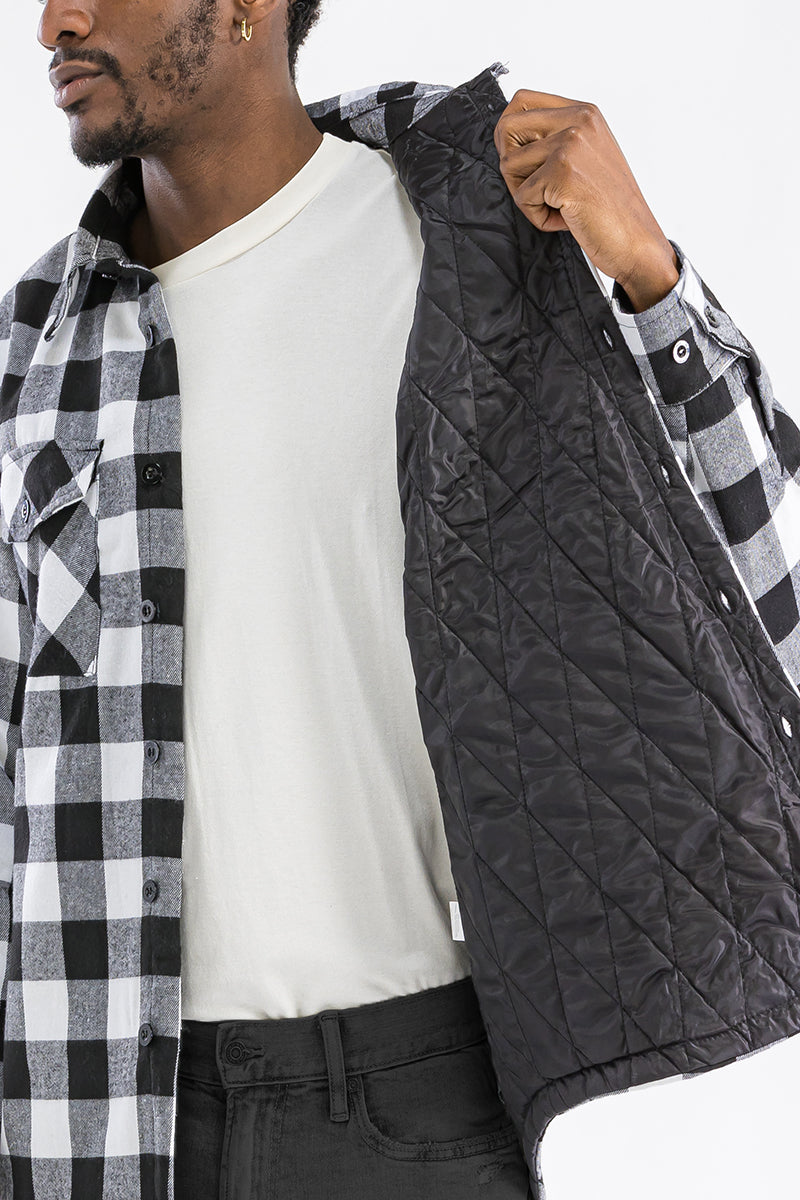 Quilted Flannel Shirt Shacket Padded Lined Jacket FL301