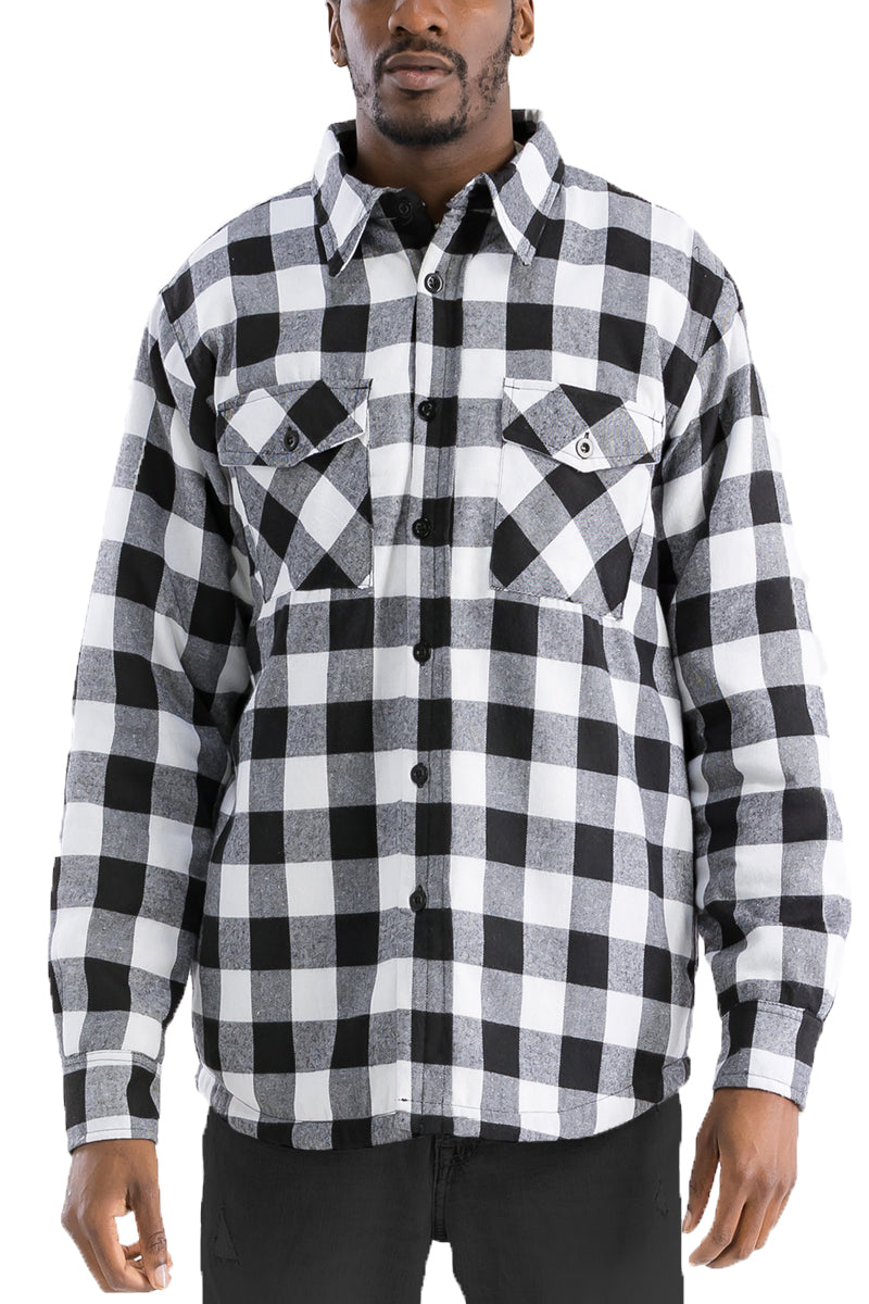 Quilted Flannel Shirt Shacket Padded Lined Jacket FL301