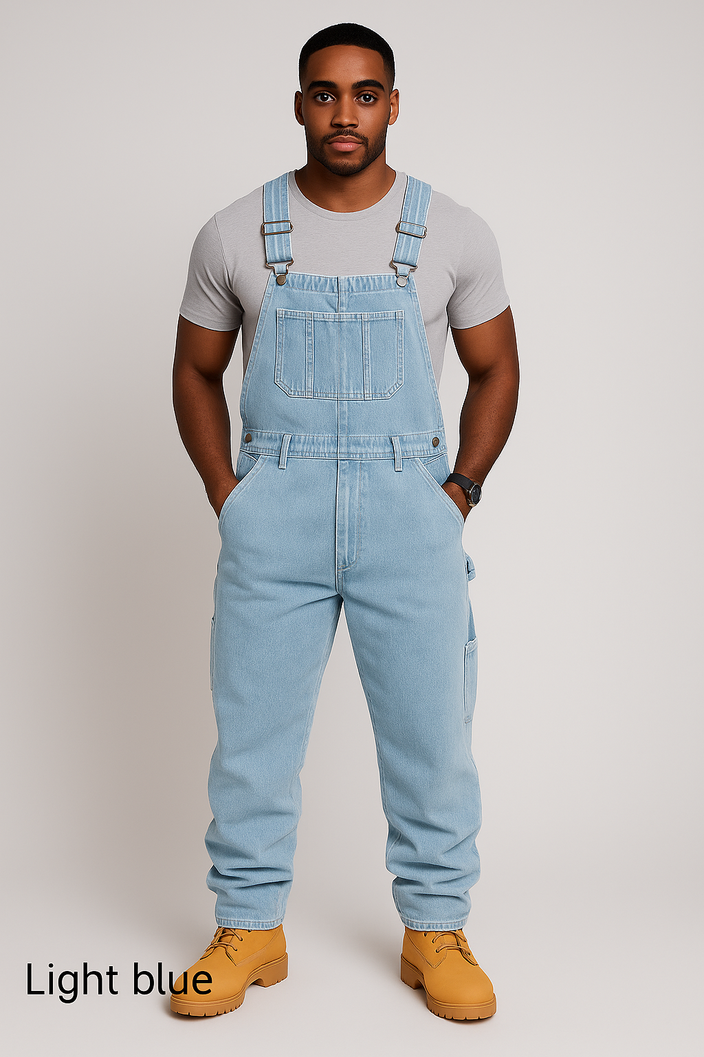 RuggedForm™ – Men's Loose-Fit Denim Utility Overalls