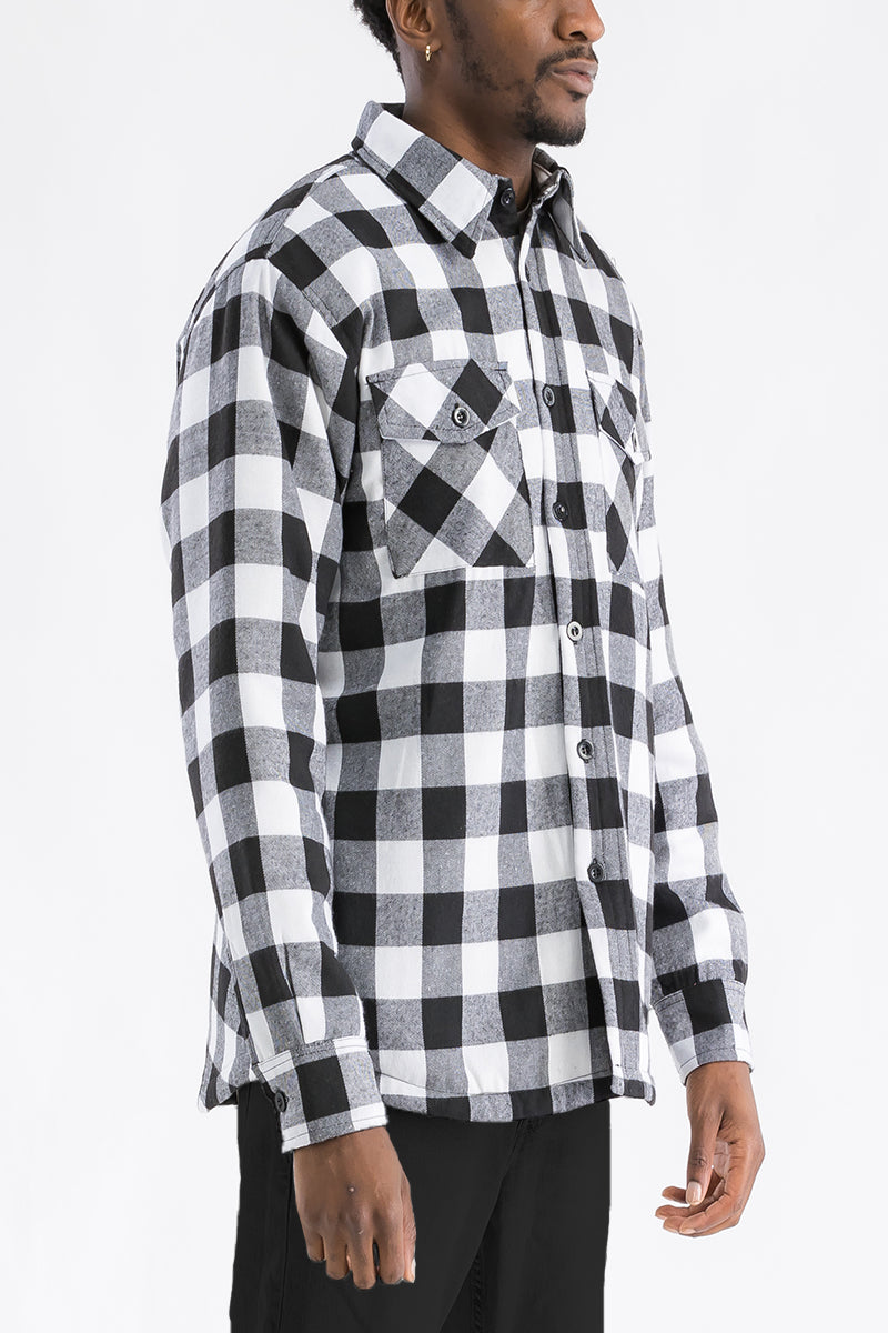 Quilted Flannel Shirt Shacket Padded Lined Jacket FL301