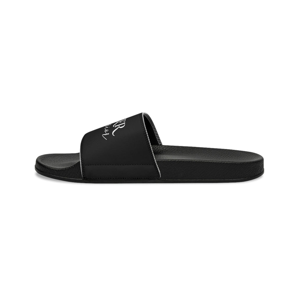 Mens Black Slide Sandals - Prayer Warrior Christian Inspiration