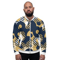 Bomber Jacket for Men - Blue Multicolor Retro Geometric Pattern